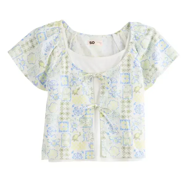 Многослойный топ с завязками спереди для девочек 6-20 лет, стандартные и большие размеры So, цвет white big collage
Многослойный топ с завязками спереди для девочек 6-20 лет, стандартные и большие размеры So, цвет white big collage