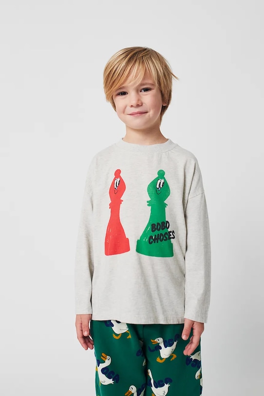 Детская хлопковая футболка с длинным рукавом Checkmate Bobo Choses, серый
Детская хлопковая футболка с длинным рукавом Checkmate Bobo Choses, серый
