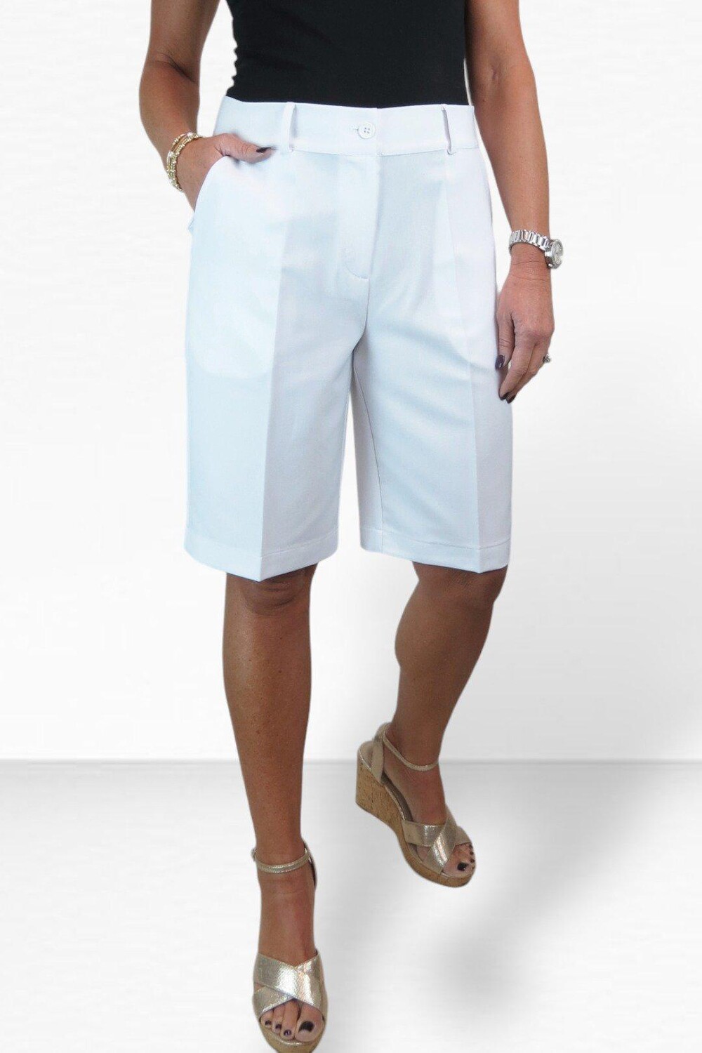 Умные плиссированные шорты по индивидуальному заказу Paulo Due, белый
Умные плиссированные шорты по индивидуальному заказу Paulo Due, белый