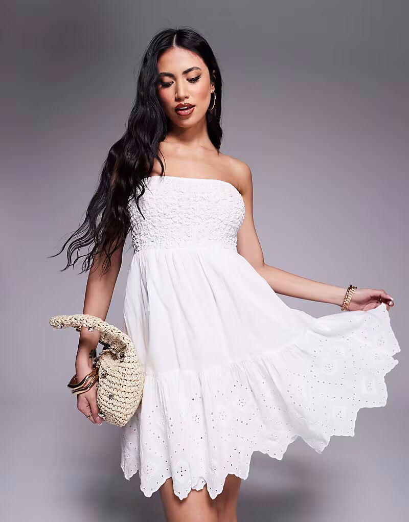 Мини-платье-бандо River Island со сборками белого цвета
Мини-платье-бандо River Island со сборками белого цвета