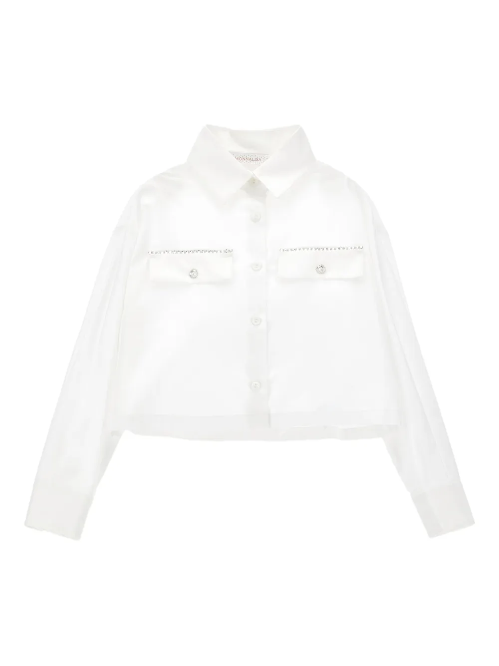 Укороченная рубашка на пуговицах Monnalisa, белый
Укороченная рубашка на пуговицах Monnalisa, белый