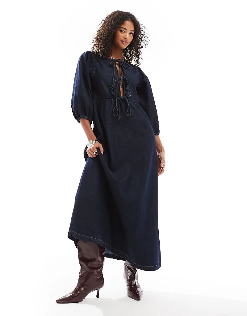 Джинсовое платье миди с завязками спереди цвета индиго ASOS DESIGN
Джинсовое платье миди с завязками спереди цвета индиго ASOS DESIGN