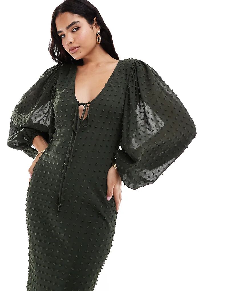 Платье миди с рукавами-фонариками добби темно-зеленого цвета ASOS DESIGN
Платье миди с рукавами-фонариками добби темно-зеленого цвета ASOS DESIGN