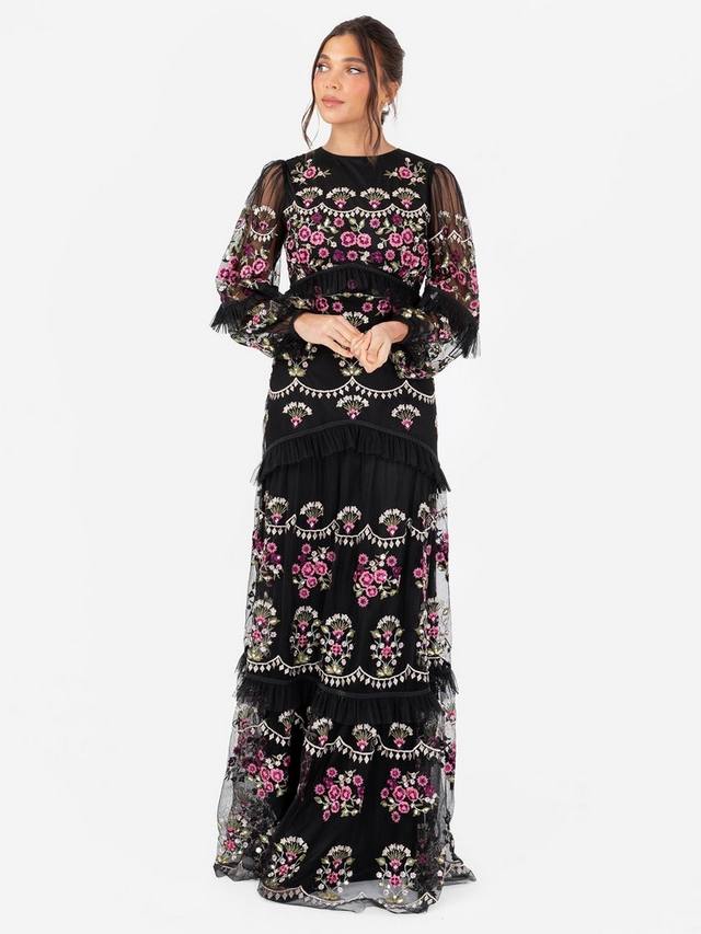 Вышитое платье макси с цветочным принтом и рюшами Maya Deluxe, Black
Вышитое платье макси с цветочным принтом и рюшами Maya Deluxe, Black