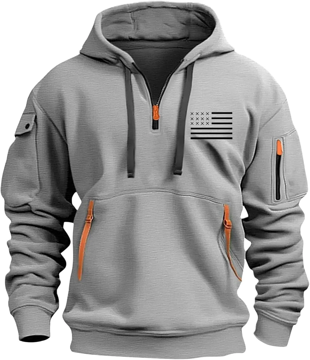 Мужская худи с молнией на четверть, с длинными рукавами и карманами
Мужская худи с молнией на четверть, с длинными рукавами и карманами