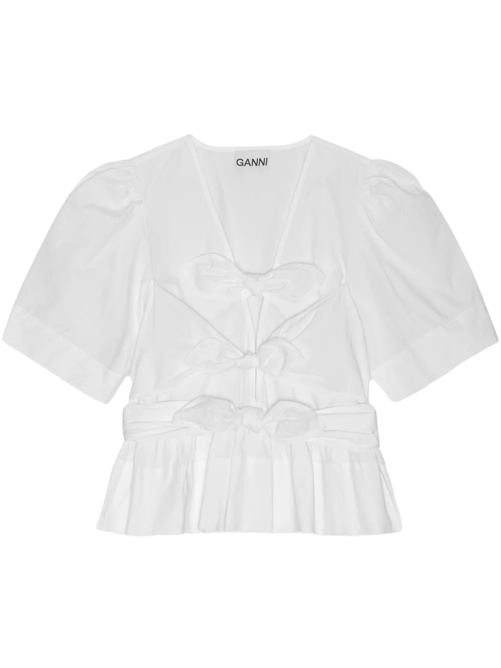 Блузка с баской GANNI, белый 
Блузка с баской GANNI, белый