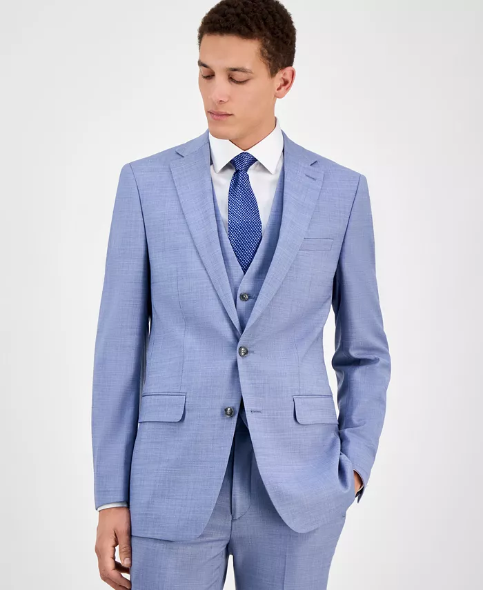 Мужской приталенный пиджак из шерстяной ткани с добавлением эластана Calvin Klein, синий
Мужской приталенный пиджак из шерстяной ткани с добавлением эластана Calvin Klein, синий