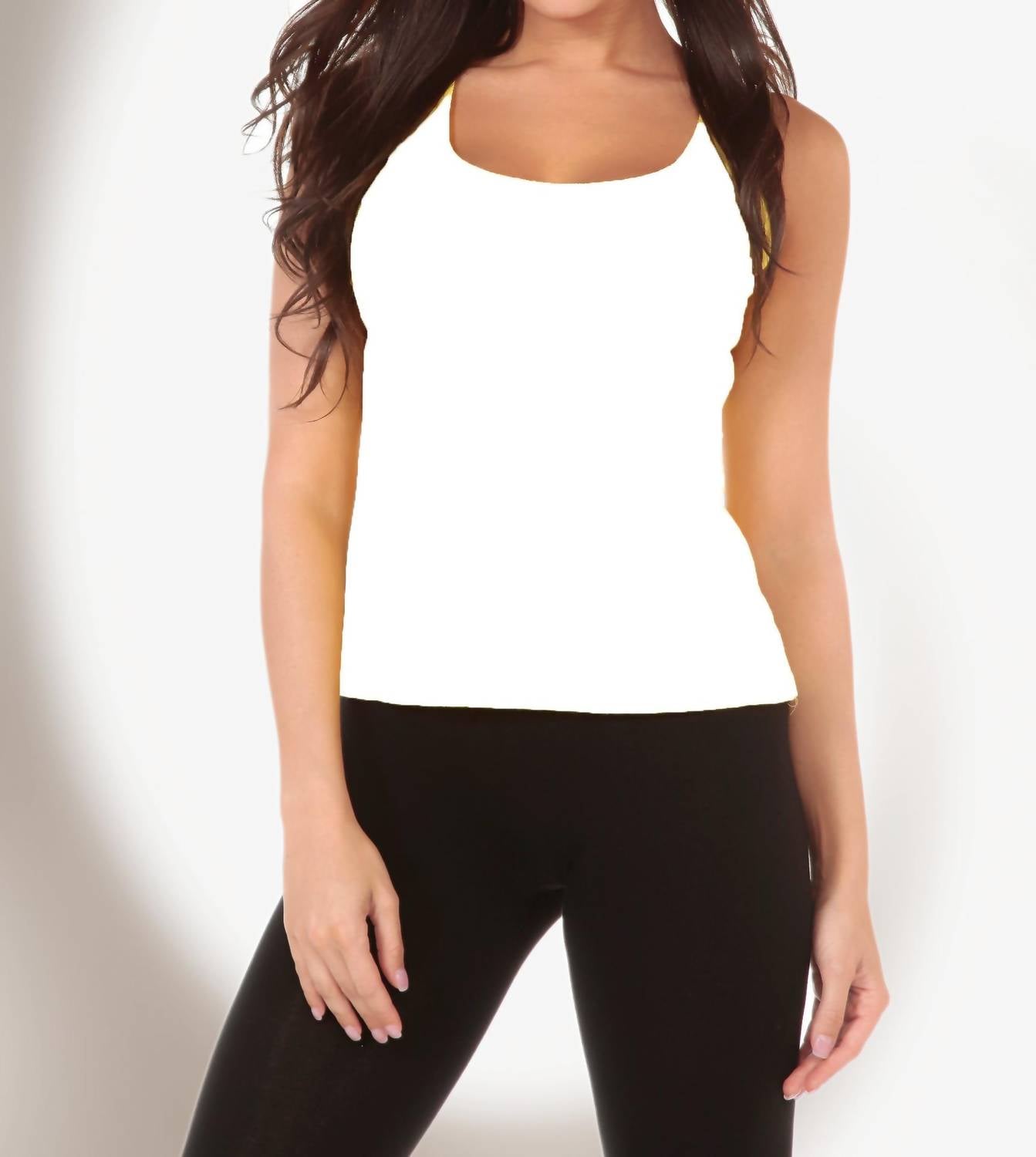 Трикотажная майка белого цвета, подходящая для бюстгальтера ANGEL
Трикотажная майка белого цвета, подходящая для бюстгальтера ANGEL