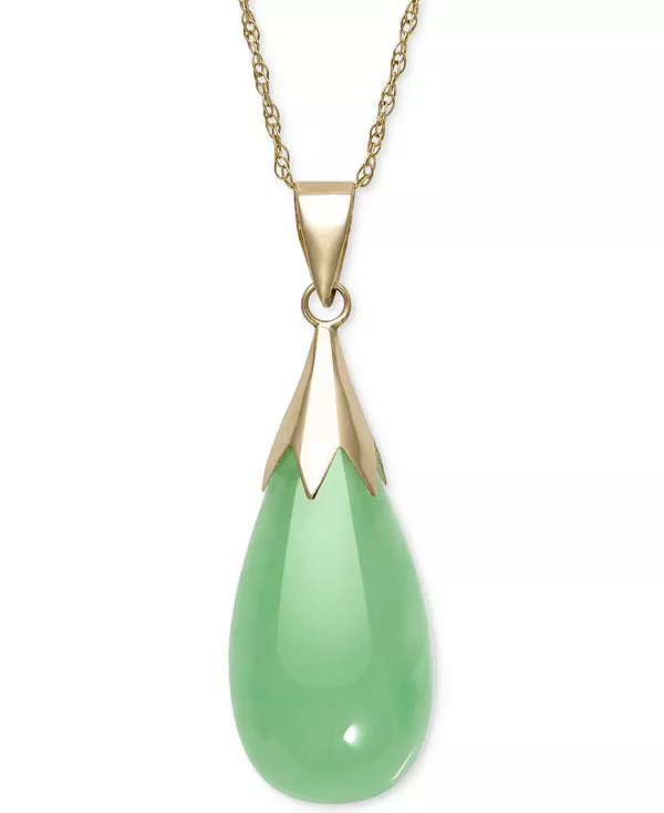Ожерелье с удлиненной каплевидной подвеской из окрашенного нефрита (10 x 20 мм) из 10-каратного золота Macy'S, jade
Ожерелье с удлиненной каплевидной подвеской из окрашенного нефрита (10 x 20 мм) из 10-каратного золота Macy'S, jade