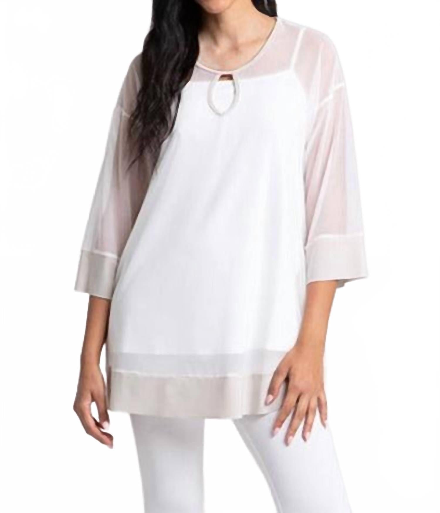 Белая туника с сетчатым вырезом Sympli
Белая туника с сетчатым вырезом Sympli