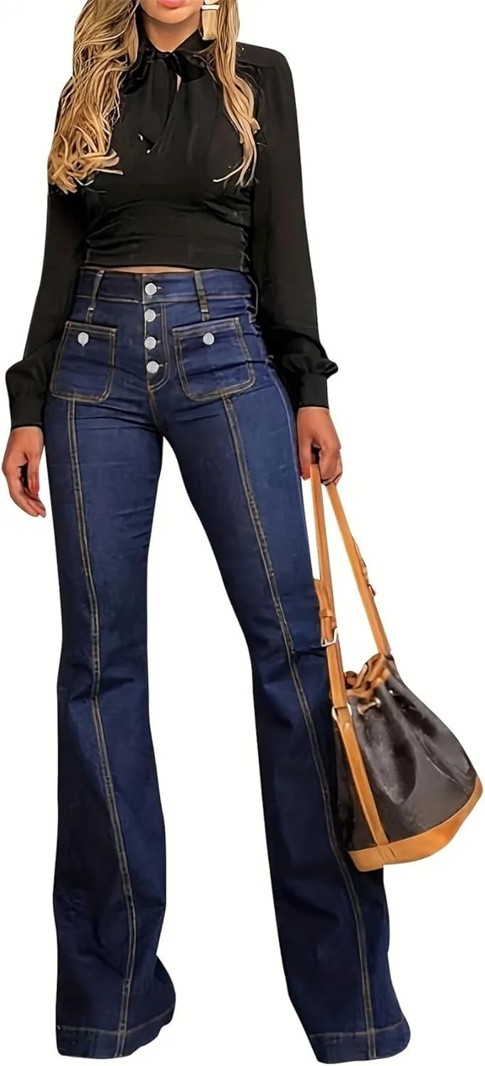 Женские джинсы с высокой талией и расклешенным низом
Женские джинсы с высокой талией и расклешенным низом