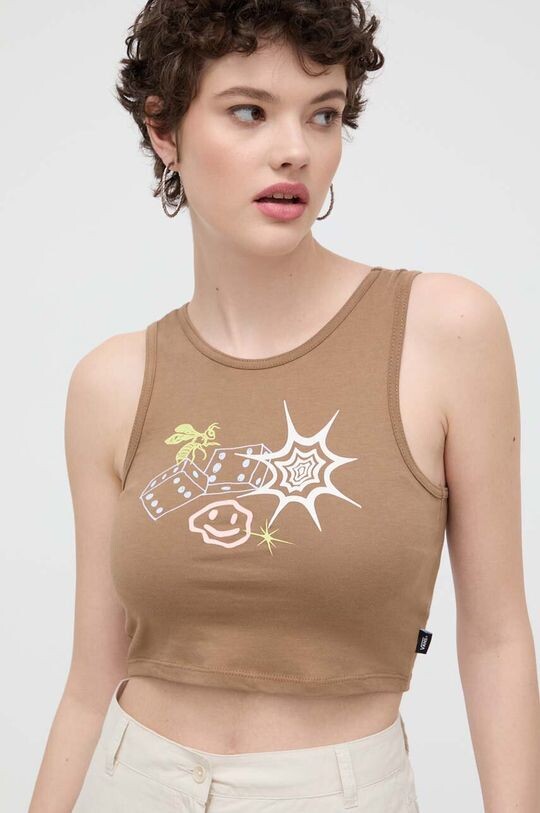 Хлопковый топ Vans, коричневый 
Хлопковый топ Vans, коричневый