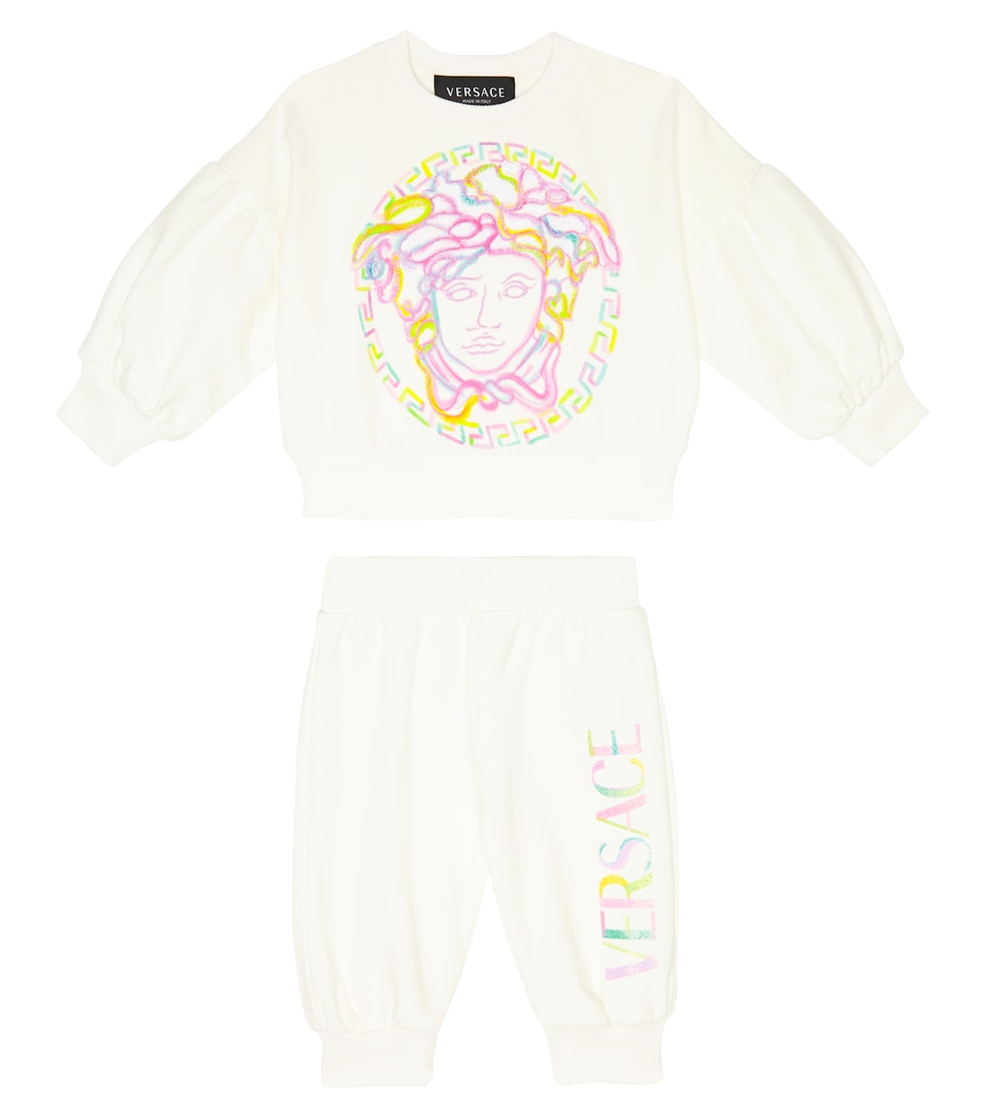 Комплект из толстовки и спортивных штанов Baby Medusa Versace Kids, Bianco+Multicolor
Комплект из толстовки и спортивных штанов Baby Medusa Versace Kids, Bianco+Multicolor