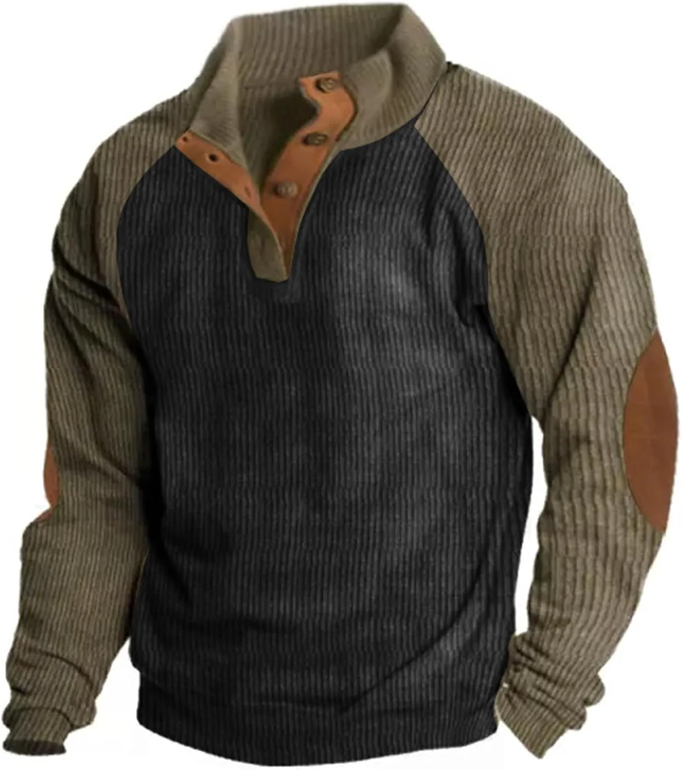 Мужской вельветовый пуловер с кожаными вставками, двухцветный black и khaki, размеры S-3XL
Мужской вельветовый пуловер с кожаными вставками, двухцветный black и khaki, размеры S-3XL