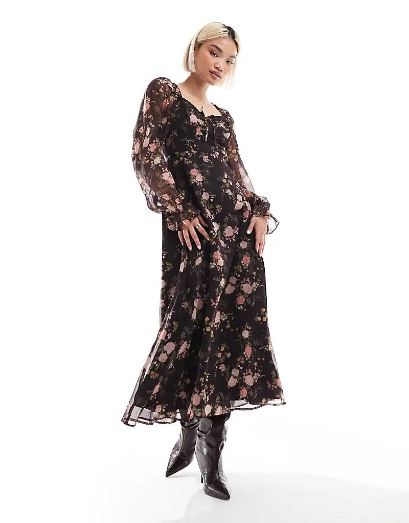 Макси-платье из шифона с корсетом и цветочным принтом Miss Selfridge 
Макси-платье из шифона с корсетом и цветочным принтом Miss Selfridge