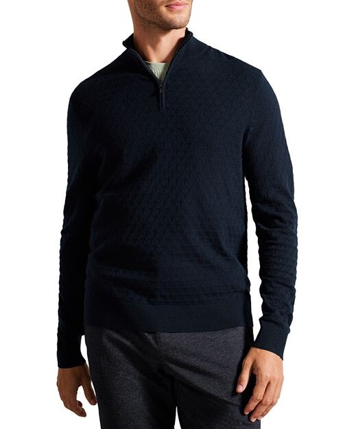 Пуловер с молнией на четверть с Т-образной строчкой Ted Baker, цвет Blue 
Пуловер с молнией на четверть с Т-образной строчкой Ted Baker, цвет Blue