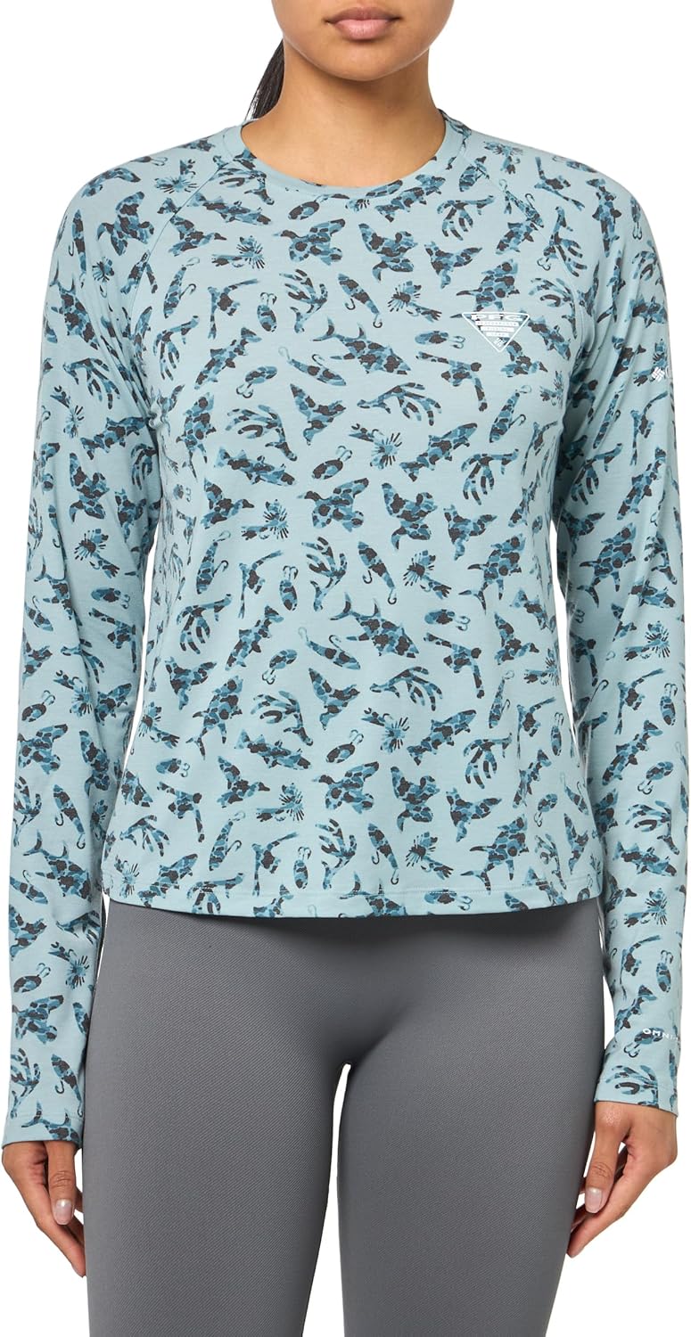 Columbia Womens PFG Uncharted Knit Long Sleeve, Crushed Blue Huntfish
Columbia Womens PFG Uncharted Knit Long Sleeve, Crushed Blue Huntfish