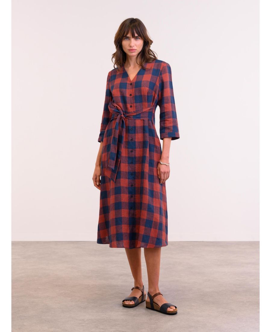 Женское клетчатое платье-рубашка миди с завязками спереди Celtic & Co, Rust / navy check
Женское клетчатое платье-рубашка миди с завязками спереди Celtic & Co, Rust / navy check