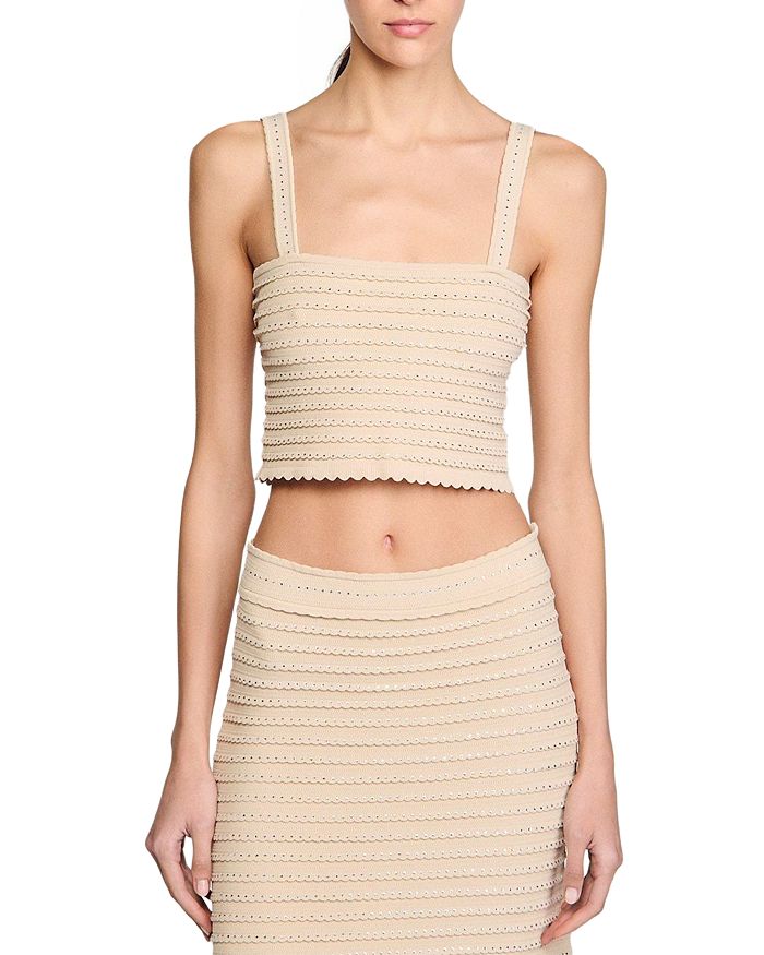 Кроп-топ из трикотажа с отделкой из стразов Sandro, коричневый/бежевый
Кроп-топ из трикотажа с отделкой из стразов Sandro, коричневый/бежевый