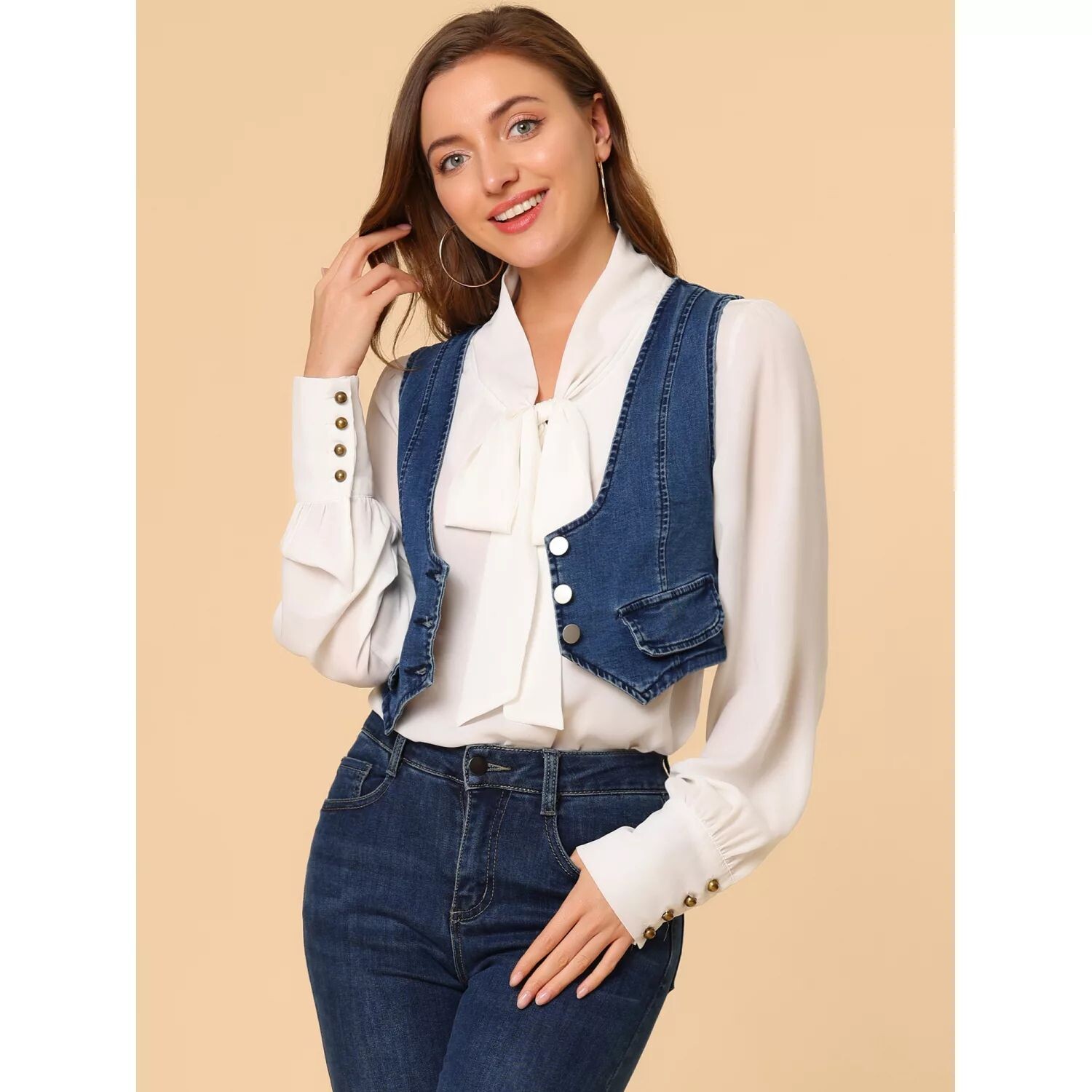 Женская джинсовая куртка-жилет без рукавов на пуговицах с круглым вырезом ALLEGRA K, синий
Женская джинсовая куртка-жилет без рукавов на пуговицах с круглым вырезом ALLEGRA K, синий