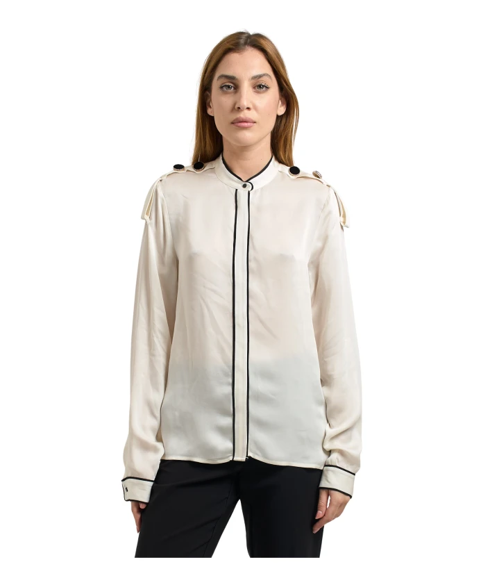 Женская рубашка из смесовой шелковой ткани с корейским воротником. Fracomina, бежевый
Женская рубашка из смесовой шелковой ткани с корейским воротником. Fracomina, бежевый