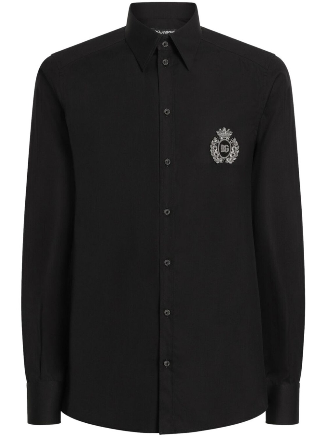 Рубашка с аппликацией логотипа Dolce & Gabbana, черный 
Рубашка с аппликацией логотипа Dolce & Gabbana, черный