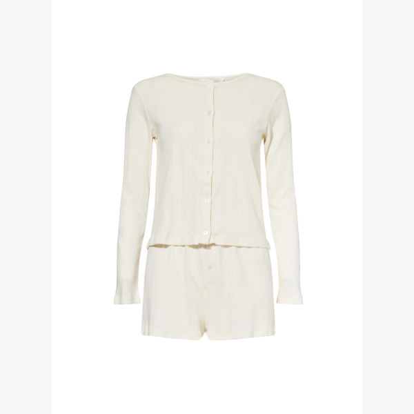 Пижамный комплект The Nap Co из ажурной хлопковой трикотажной ткани, молочный
Пижамный комплект The Nap Co из ажурной хлопковой трикотажной ткани, молочный