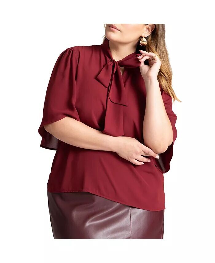 Женская блузка больших размеров с бантом и рукавами-крылышками ELOQUII, красный
Женская блузка больших размеров с бантом и рукавами-крылышками ELOQUII, красный