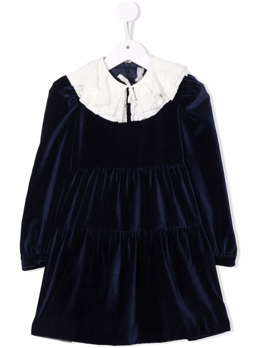 Бархатное платье с оборками на воротнике Il Gufo, синий
Бархатное платье с оборками на воротнике Il Gufo, синий