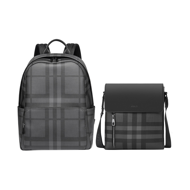 POLO Синтетический кожаный рюкзак в черную клетку для мужчин, Black Plaid 2-Piece Set
POLO Синтетический кожаный рюкзак в черную клетку для мужчин, Black Plaid 2-Piece Set