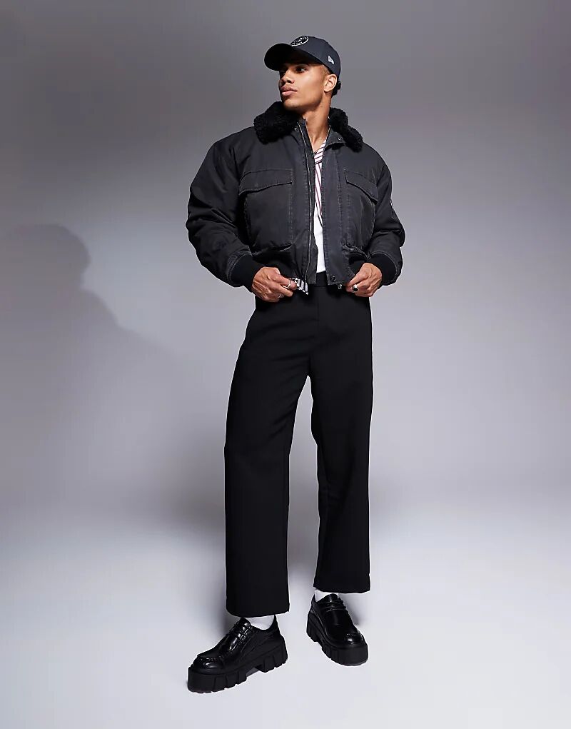 Летная куртка с воротником «борг» черного цвета ASOS DESIGN, Черный, Летная куртка с воротником «борг» черного цвета ASOS DESIGN 
Летная куртка с воротником «борг» черного цвета ASOS DESIGN, Черный, Летная куртка с воротником «борг» черного цвета ASOS DESIGN