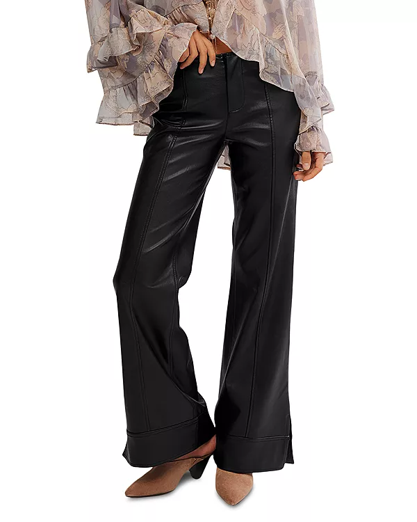 Светящиеся брюки из искусственной кожи Free People, черный
Светящиеся брюки из искусственной кожи Free People, черный