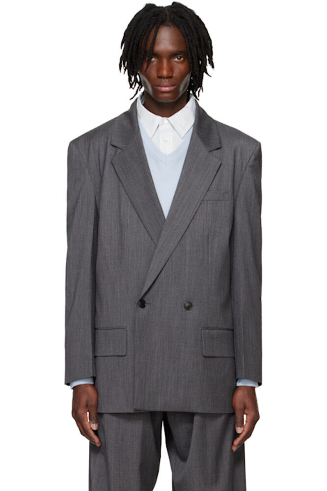 Серый свободный двойной блейзер System
Серый свободный двойной блейзер System