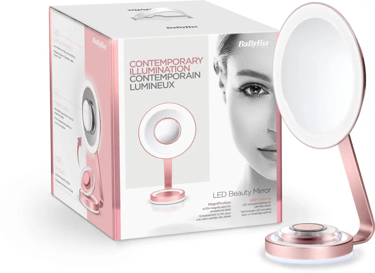 Зеркало BaByliss со светодиодной подсветкой "9450E Beauty Mirror", косметическое зеркало с подсветкой и питанием от сети 23х41х20 см, Ø 25 см, цвет altrosa
Зеркало BaByliss со светодиодной подсветкой "9450E Beauty Mirror", косметическое зеркало с подсветкой и питанием от сети 23х41х20 см, Ø 25 см, цвет altrosa