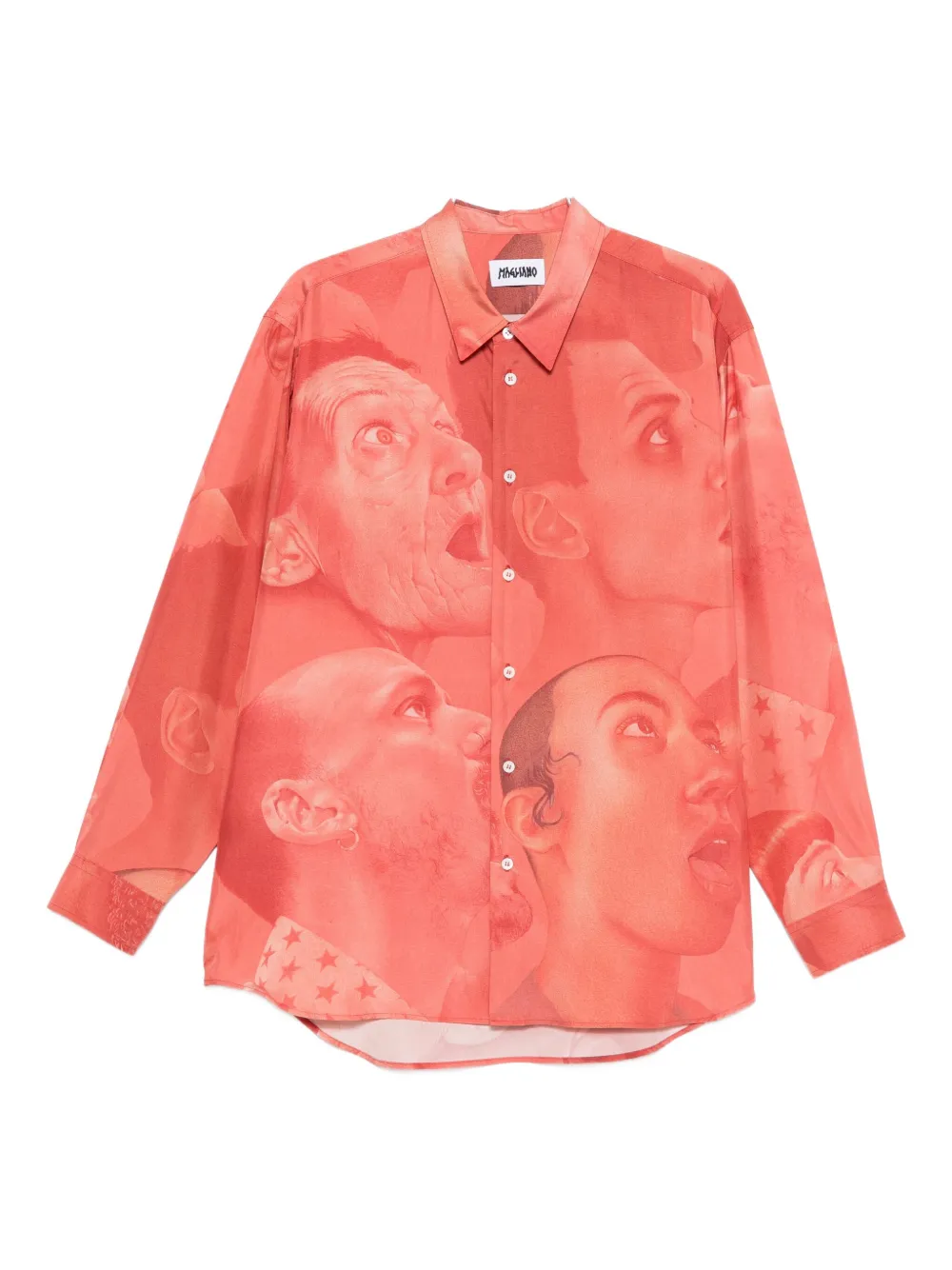 Шелковая рубашка с портретным принтом Magliano, розовый
Шелковая рубашка с портретным принтом Magliano, розовый