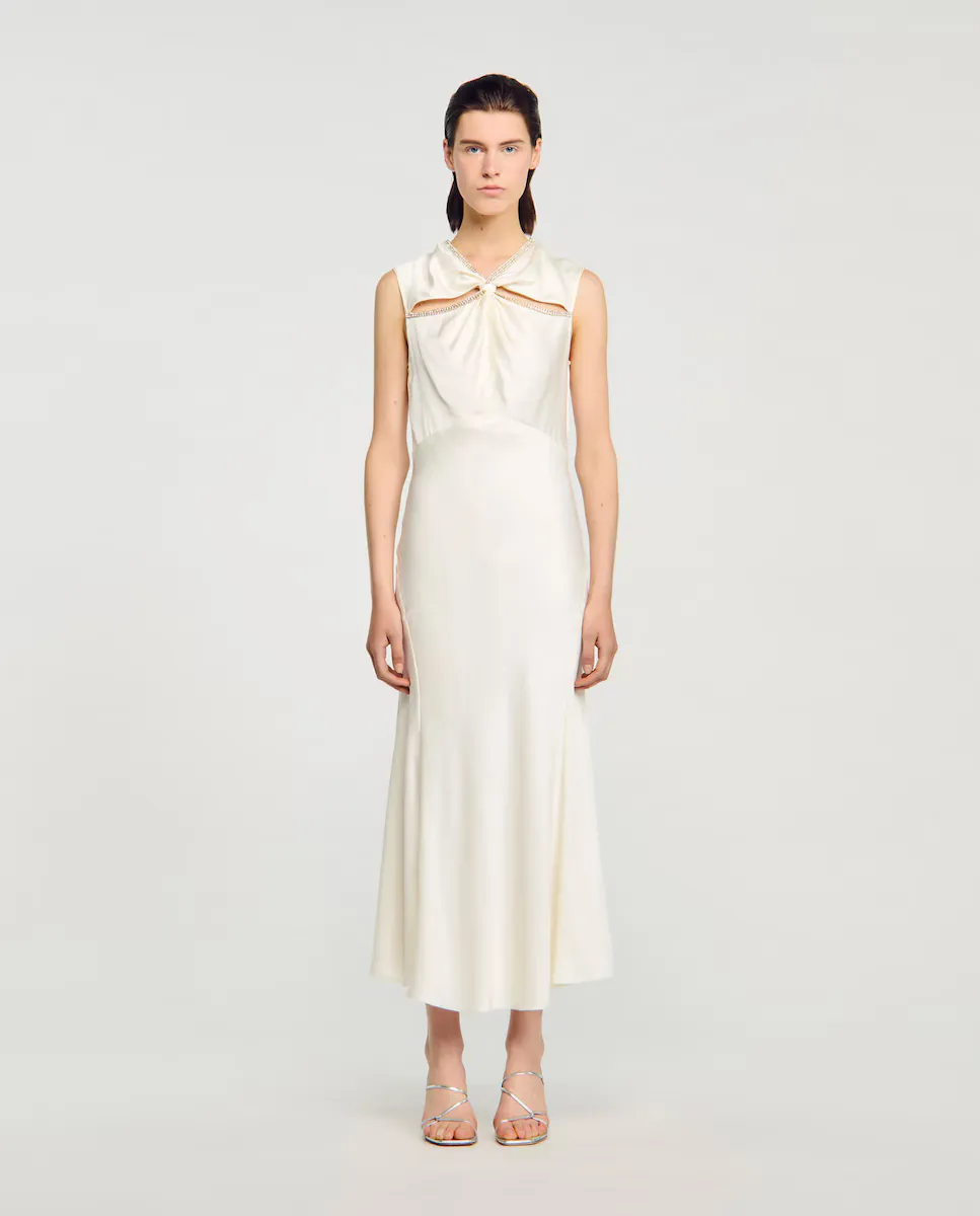 Длинное атласное платье со стразами Sandro, белый
Длинное атласное платье со стразами Sandro, белый