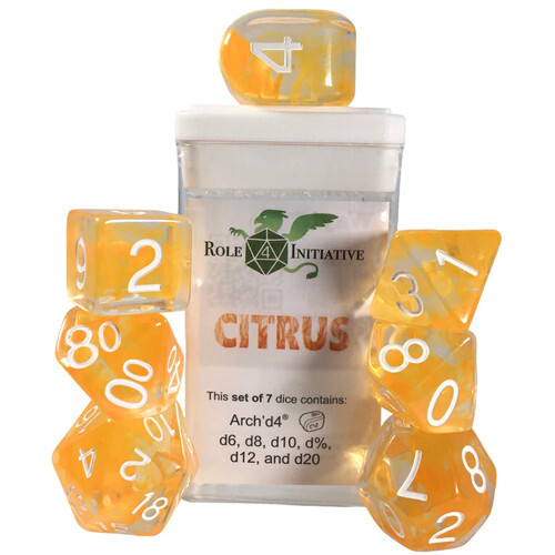 Аксессуары Role 4 Initiative R4I Dice w/Arch'd4: Diffusion - Citrus w/ White (7)
Аксессуары Role 4 Initiative R4I Dice w/Arch'd4: Diffusion - Citrus w/ White (7)