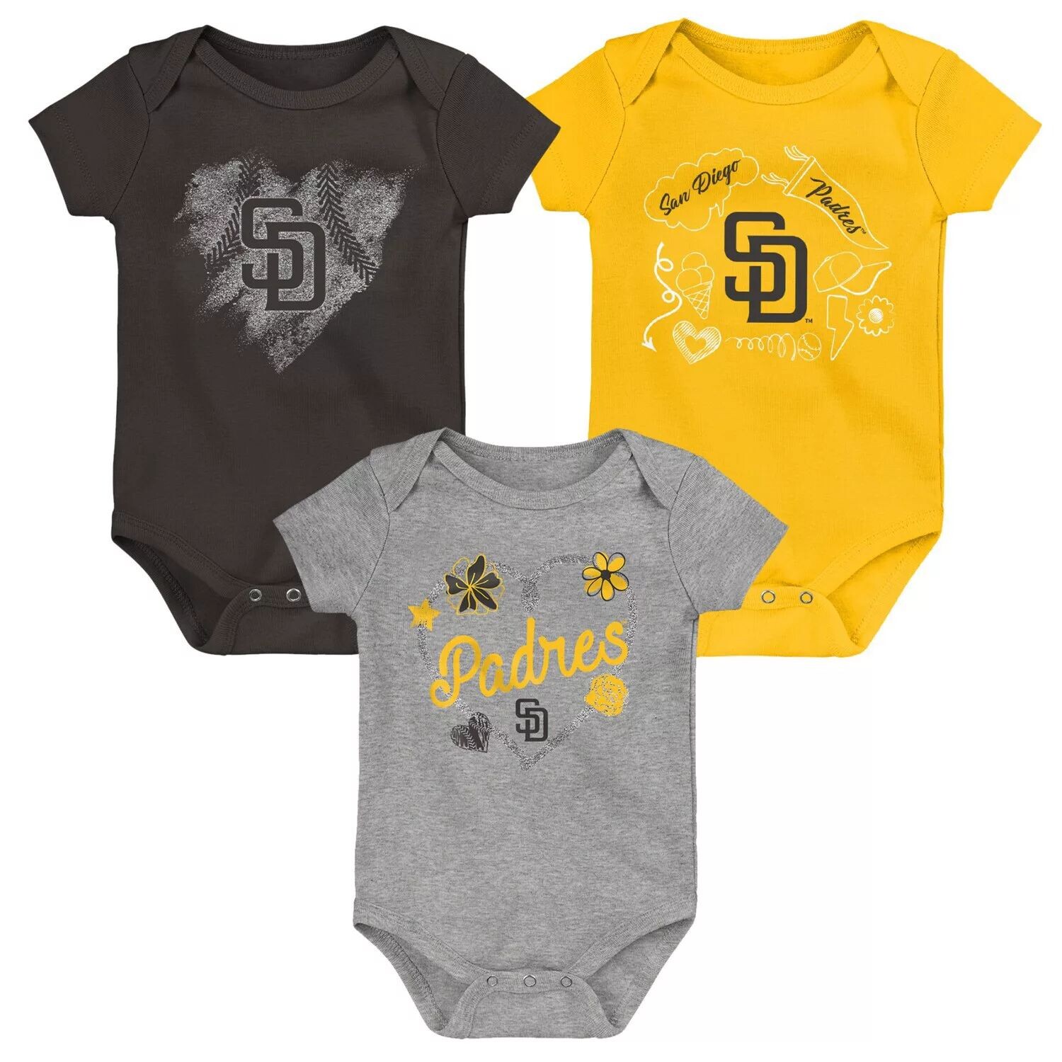 Набор из 3 боди Infant коричневого/золотого/серого цвета San Diego Padres Batter Up Outerstuff, Коричневый, Набор из 3 боди Infant коричневого/золотого/серого цвета San Diego Padres Batter Up Outerstuff 
Набор из 3 боди Infant коричневого/золотого/серого цвета San Diego Padres Batter Up Outerstuff, Коричневый, Набор из 3 боди Infant коричневого/золотого/серого цвета San Diego Padres Batter Up Outerstuff