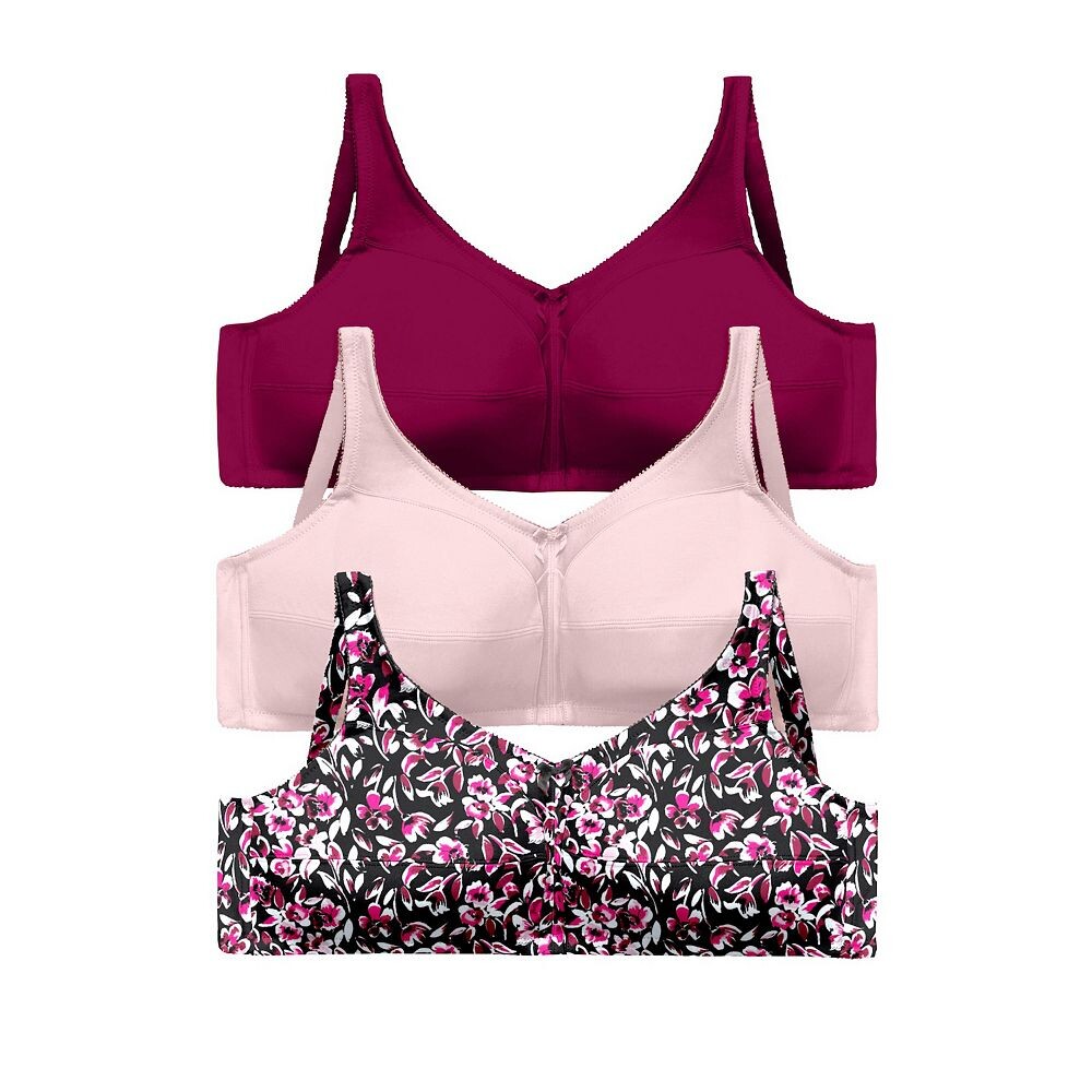 Женский хлопковый бюстгальтер без косточек Comfort Choice из трех пар больших размеров, цвет Pomegranate Assorted
Женский хлопковый бюстгальтер без косточек Comfort Choice из трех пар больших размеров, цвет Pomegranate Assorted