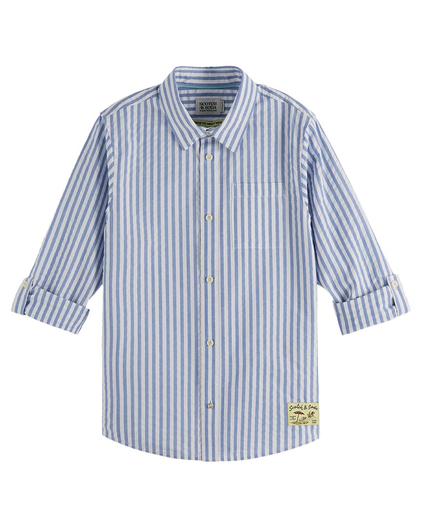 Полосатая футболка из ткани сирсакер от Scotch & Soda, синий
Полосатая футболка из ткани сирсакер от Scotch & Soda, синий