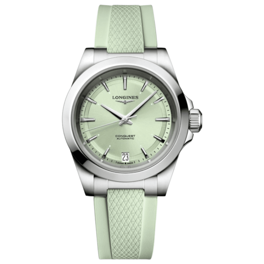 Часы женские Longines Conquest Automatic 34 мм с зеленым циферблатом и каучуковым ремешком L3.430.4.02.9
Часы женские Longines Conquest Automatic 34 мм с зеленым циферблатом и каучуковым ремешком L3.430.4.02.9