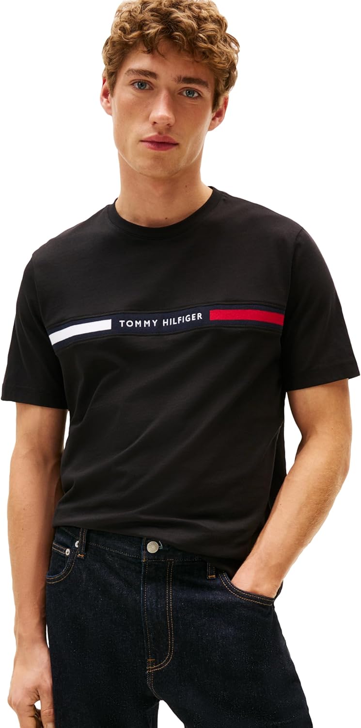 Мужские хлопковые футболки Tommy Hilfiger с коротким рукавом и фирменным логотипом в полоску, также доступны в размерах для больших и высоких женщин., Black, Черный, Мужские хлопковые футболки Tommy Hilfiger с коротким рукавом и фирменным логотипом в поло
Мужские хлопковые футболки Tommy Hilfiger с коротким рукавом и фирменным логотипом в полоску, также доступны в размерах для больших и высоких женщин., Black, Черный, Мужские хлопковые футболки Tommy Hilfiger с коротким рукавом и фирменным логотипом в поло