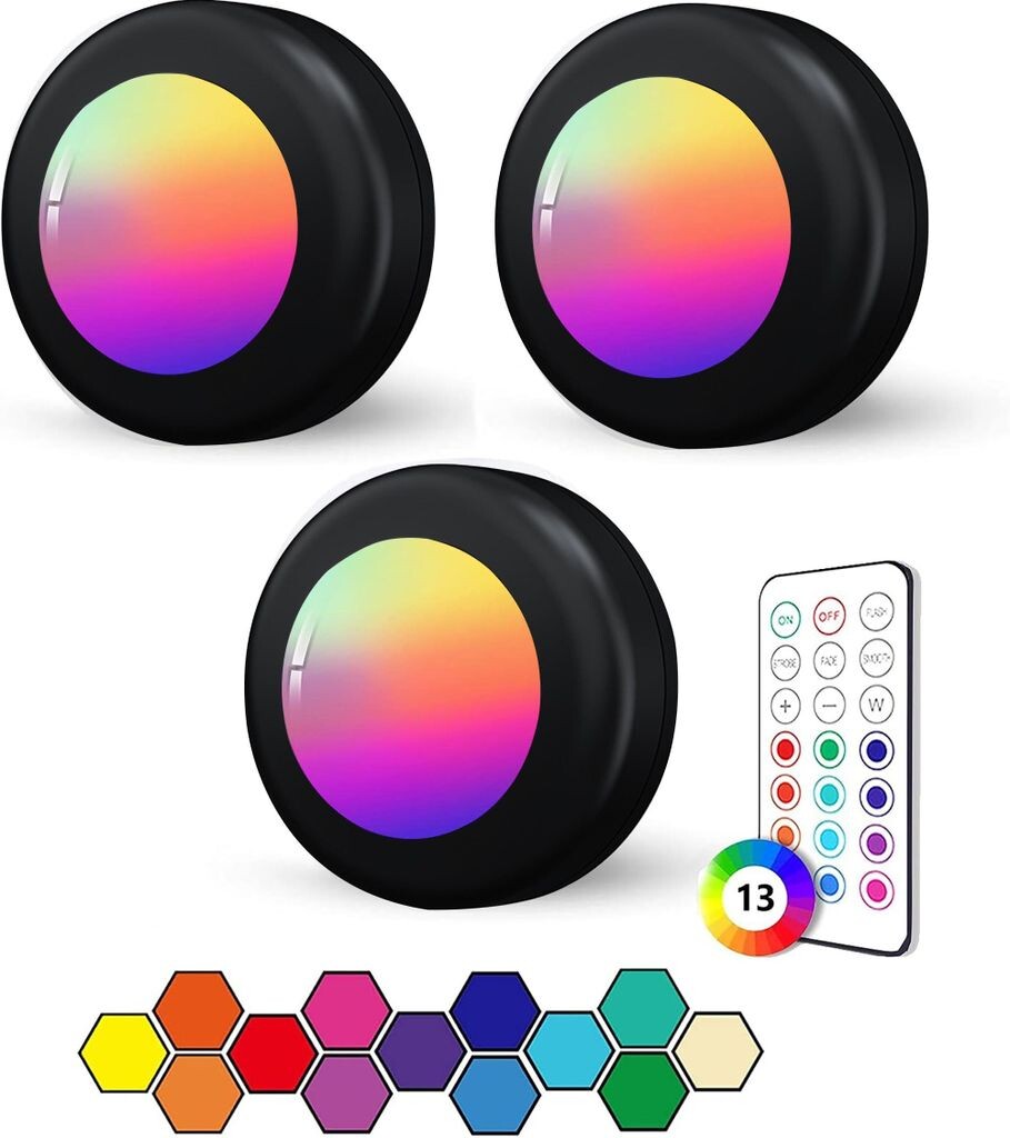 KUGI подсветка под шкафом, светодиодные RGB-прожекторы на батарейках, с дистанционным управлением, упаковка из 3 шт., 13 смен цвета, беспроводное освещение витрины, регулируемая подсветка под шкафом
KUGI подсветка под шкафом, светодиодные RGB-прожекторы на батарейках, с дистанционным управлением, упаковка из 3 шт., 13 смен цвета, беспроводное освещение витрины, регулируемая подсветка под шкафом