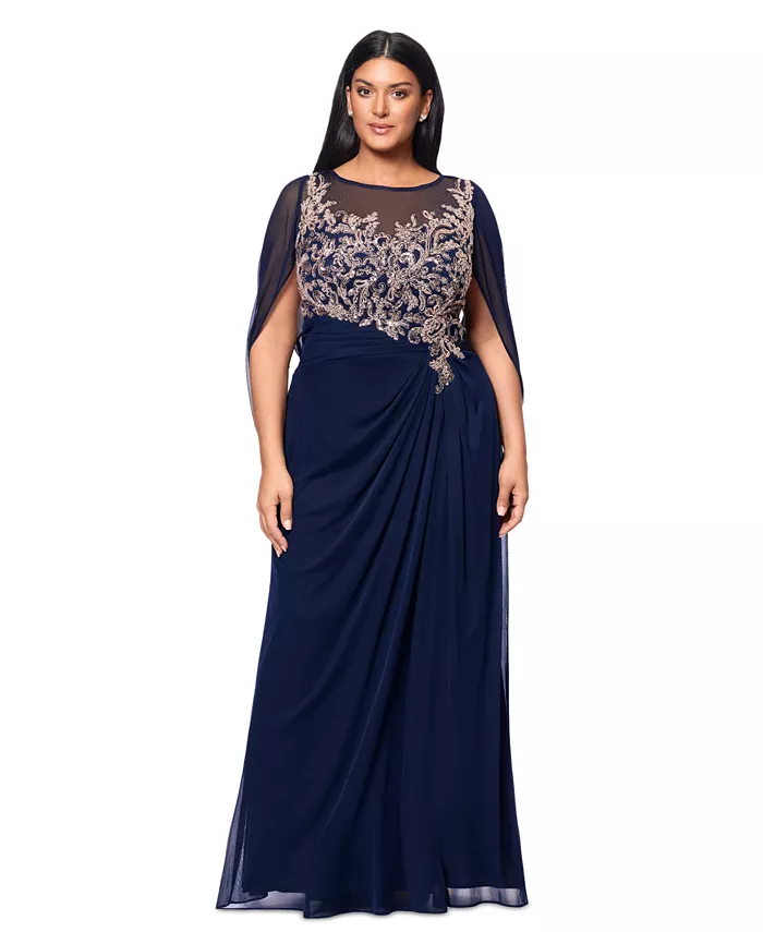 Платье больших размеров с цветочной аппликацией и рукавами-накидкой Betsy & Adam, синий
Платье больших размеров с цветочной аппликацией и рукавами-накидкой Betsy & Adam, синий