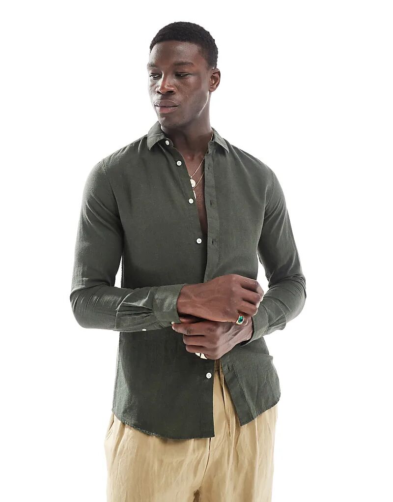 Рубашка ONLY & SONS с длинным рукавом из льняной смеси темно-зеленого цвета
Рубашка ONLY & SONS с длинным рукавом из льняной смеси темно-зеленого цвета