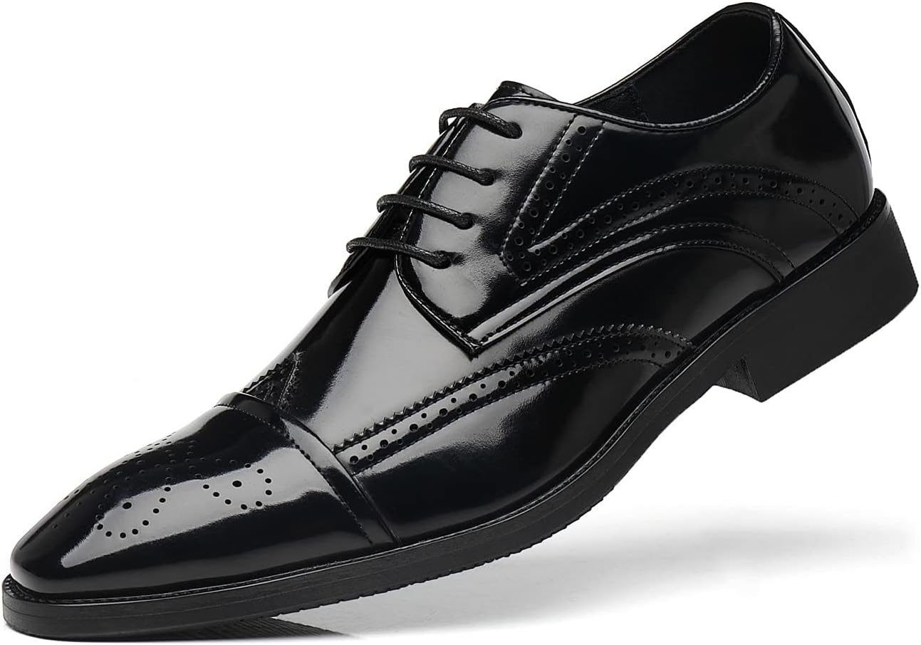 Мужские оксфорды Santimon с крыльями, с заостренным носком и лакированной кожей, вечерние туфли с классической шнуровкой, дышащие формальные и повседневные туфли, черный
Мужские оксфорды Santimon с крыльями, с заостренным носком и лакированной кожей, вечерние туфли с классической шнуровкой, дышащие формальные и повседневные туфли, черный