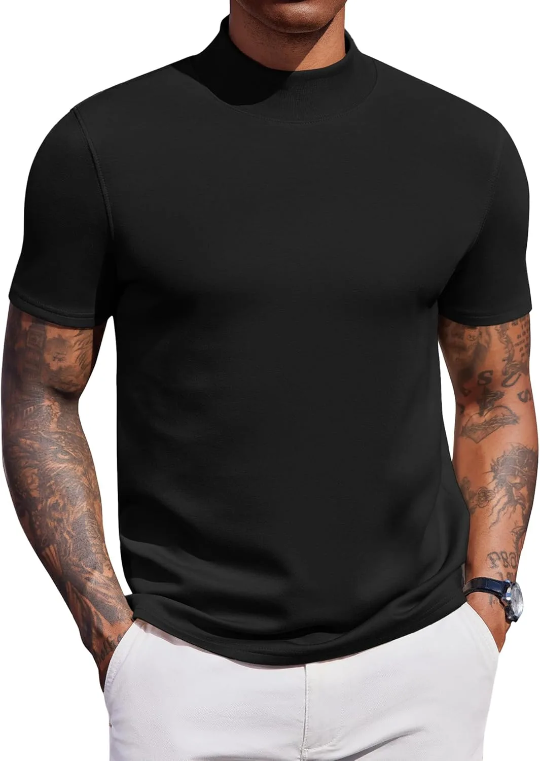 COOFANDY мужской короткий рукав, воротник-стойка, эластичный свитер
COOFANDY мужской короткий рукав, воротник-стойка, эластичный свитер