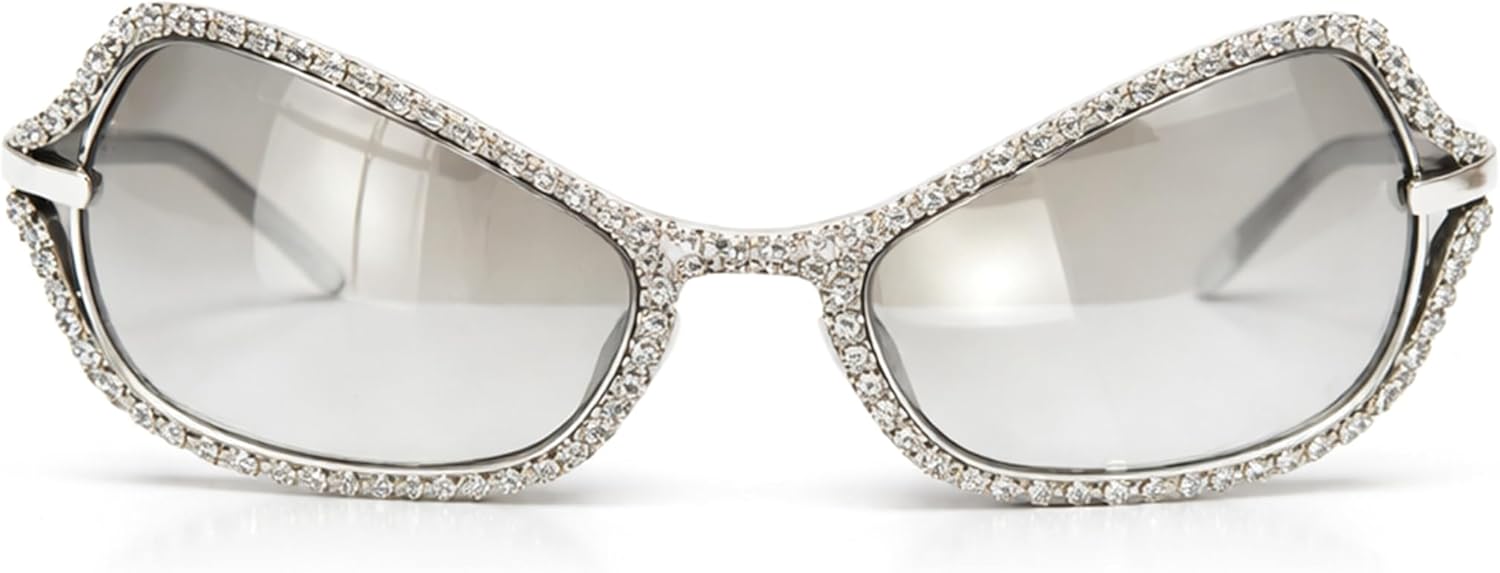 bullabulling Модные футуристические солнцезащитные очки со стразами в стиле Y2k, обтекаемые солнцезащитные очки с блестящими кристаллами, защита от ультрафиолета UV400, Silver/Clear
bullabulling Модные футуристические солнцезащитные очки со стразами в стиле Y2k, обтекаемые солнцезащитные очки с блестящими кристаллами, защита от ультрафиолета UV400, Silver/Clear