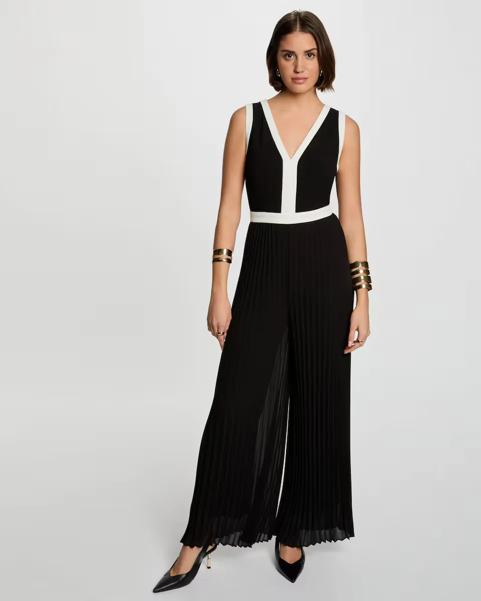 Женский комбинезон без рукавов с плиссированными брюками Morgan, черный
Женский комбинезон без рукавов с плиссированными брюками Morgan, черный