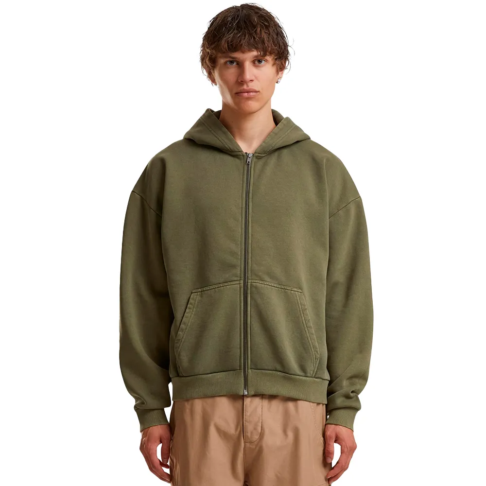 Толстовка Build Your Brand Vintage Heavy full zip, зеленый 
Толстовка Build Your Brand Vintage Heavy full zip, зеленый